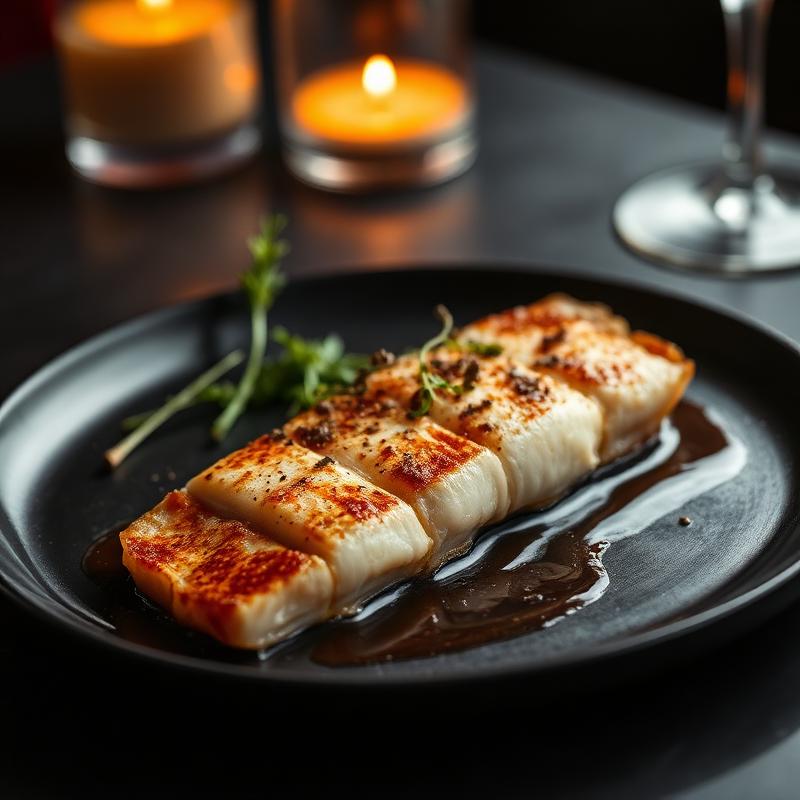 Bacalao confitado · pil-pil de azafrán